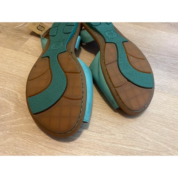 Born Inlet Slingback Open Toe Sandal Size 11 Turquoise Leather Comfort Flat Shoe - Picture 7 of 7